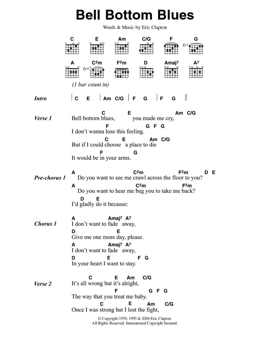 Bell Bottom Blues Electric Guitar scores gallery preview page 1