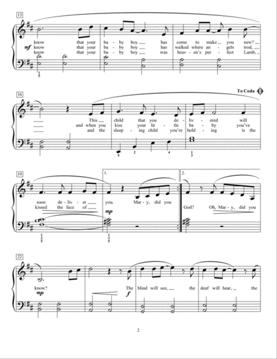 Mary, Did You Know? (arr. Lynda Lybeck-Robinson) Piano scores gallery preview page 2