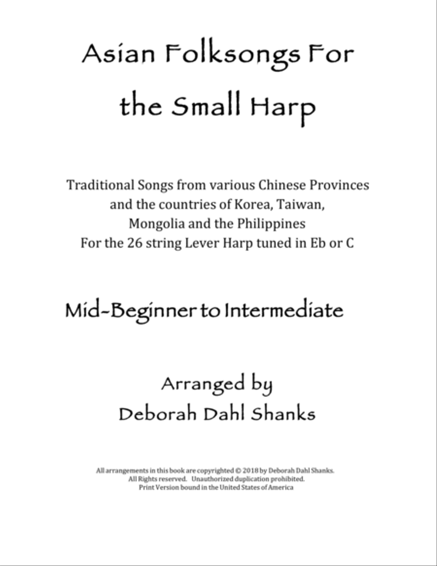 Asian Folksongs for the Small Harp Harp scores gallery preview page 2