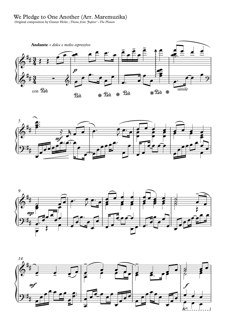 We Pledge to One Another We Pledge to One Another Piano Solo scores gallery preview page 1