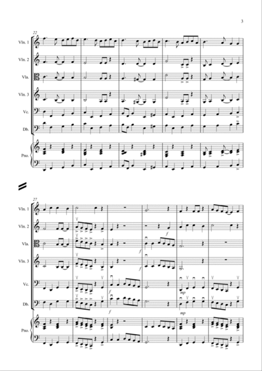 Ding Dong Merrily on High (Jazzy Style!) for String Orchestra String Quartet scores gallery preview page 3