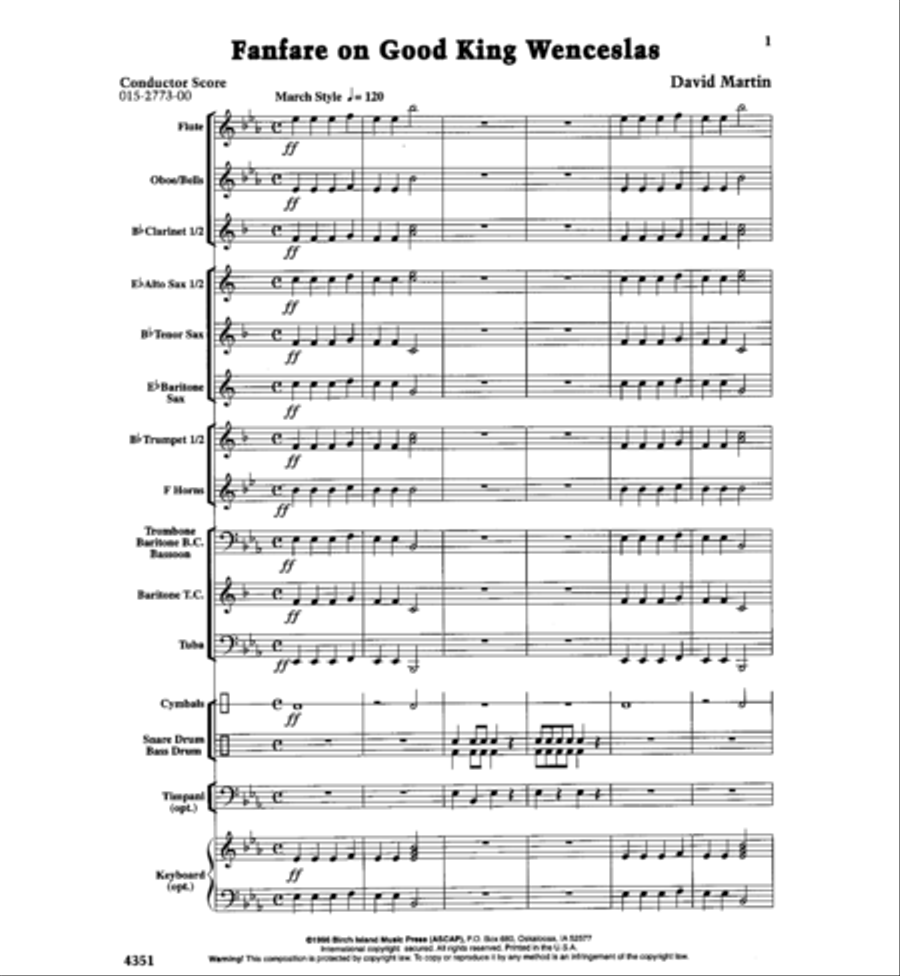 Fanfare on Good King Wenceslas Concert Band scores gallery preview page 2