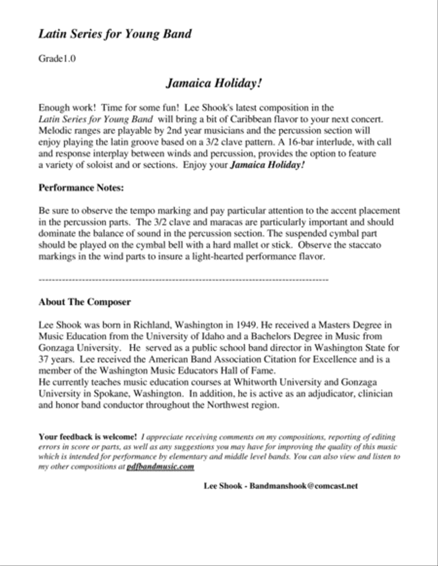 Jamaica Holiday Concert Band scores gallery preview page 3