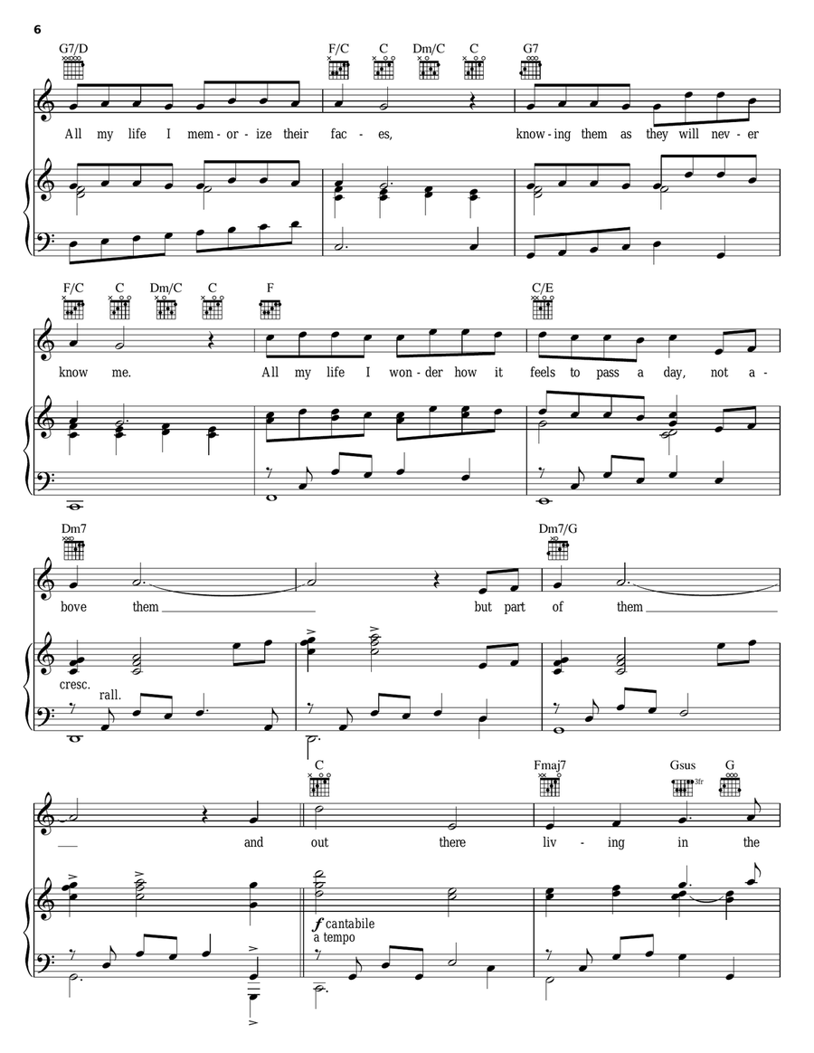Out There (from Disney's The Hunchback of Notre Dame) Piano, Vocal, Guitar scores gallery preview page 6
