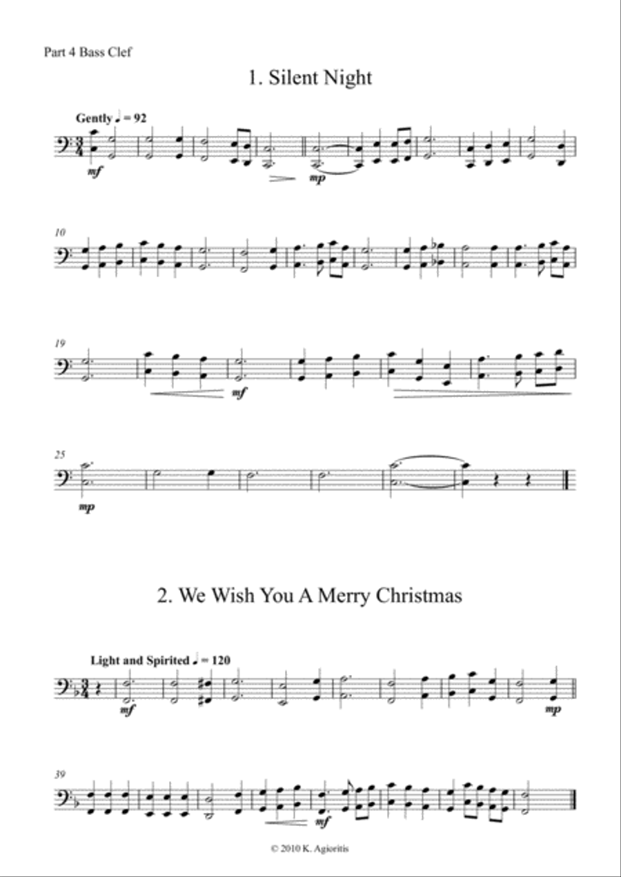 Carols for Four (or more) - Fifteen Carols with Flexible Instrumentation - Part 4 - C Bass Clef Concert Band scores gallery preview page 5