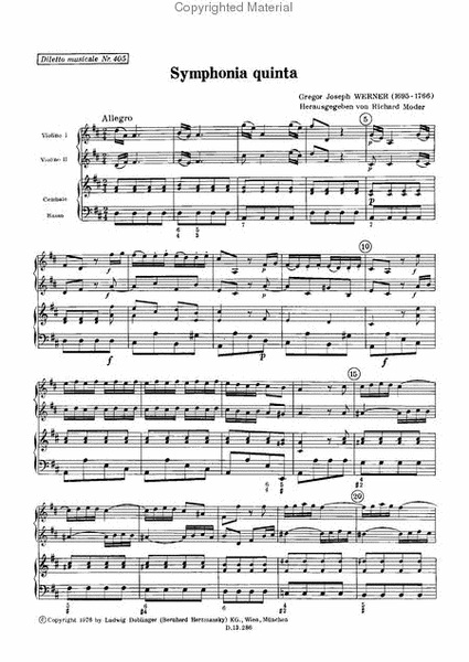 Symphonia quinta D-Dur / Sonata quinta d-moll