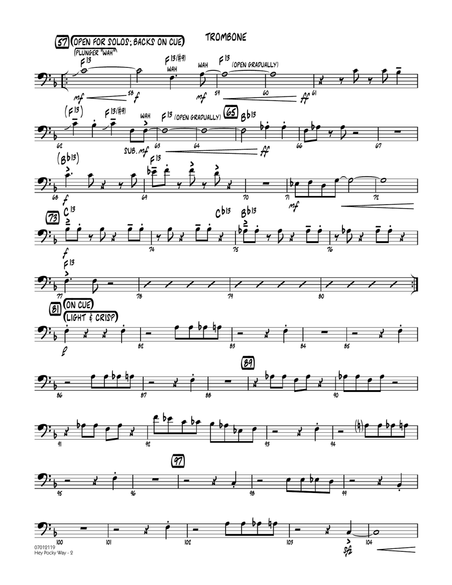 Hey Pocky Way - Trombone Jazz Ensemble scores gallery preview page 2