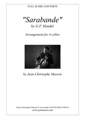 Sarabande by G.F. Handel --- arr. for cello quartet by Jean-Christophe Masson --- FULL SCORE AND PAR