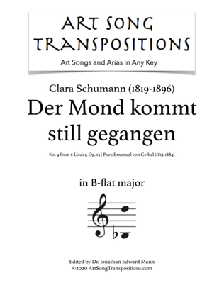 Book cover for SCHUMANN: Der Mond kommt still gegangen, Op. 13 no. 4 (transposed to B-flat major)
