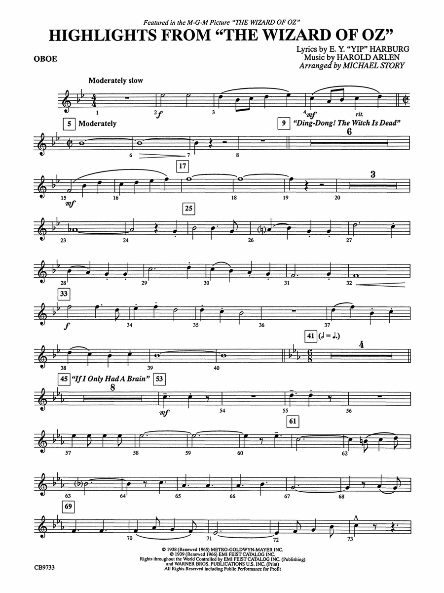The Wizard of Oz, Highlights from: Oboe
