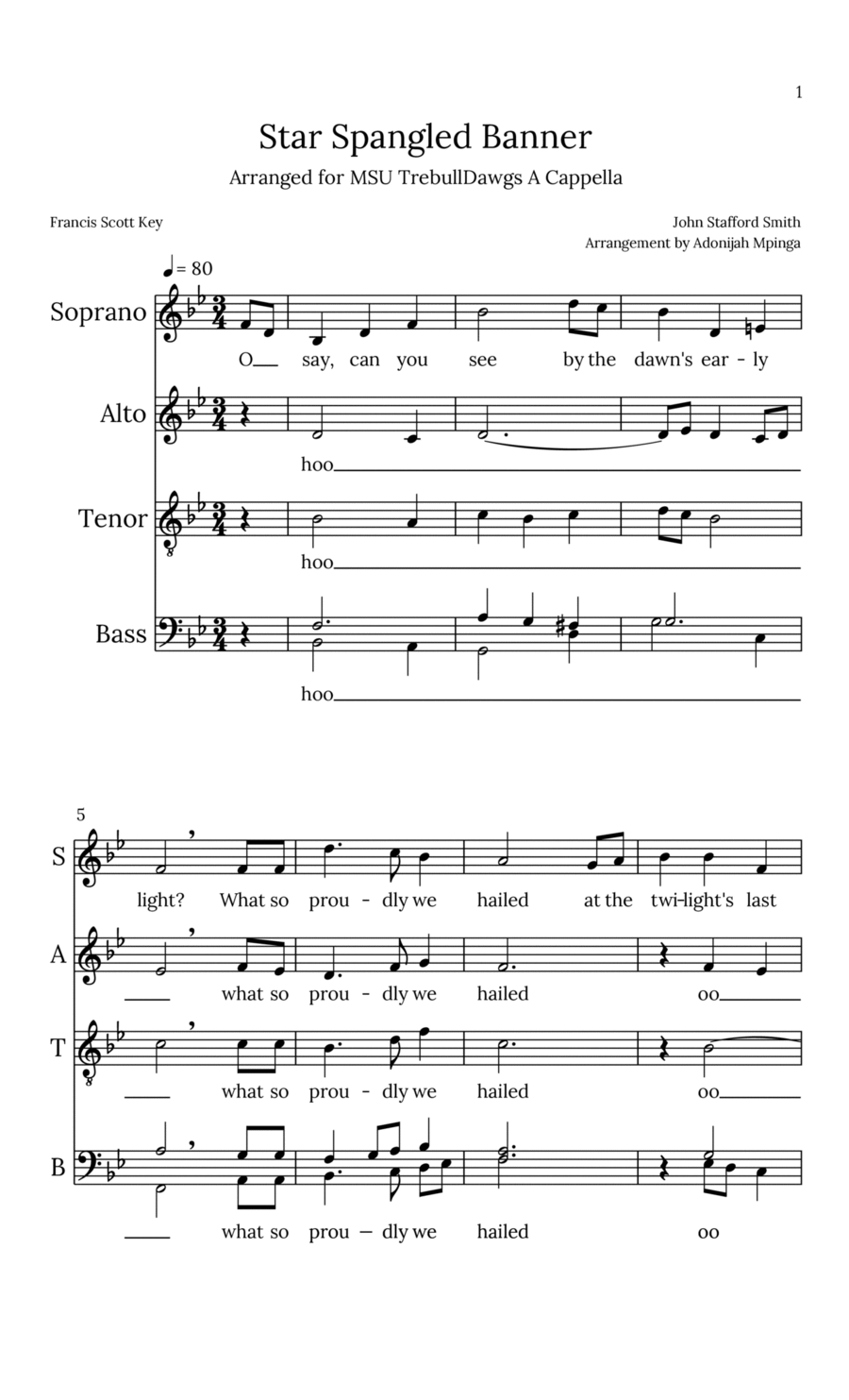 Star Spangled Banner Star Spangled Banner 4-Part scores gallery preview page 1