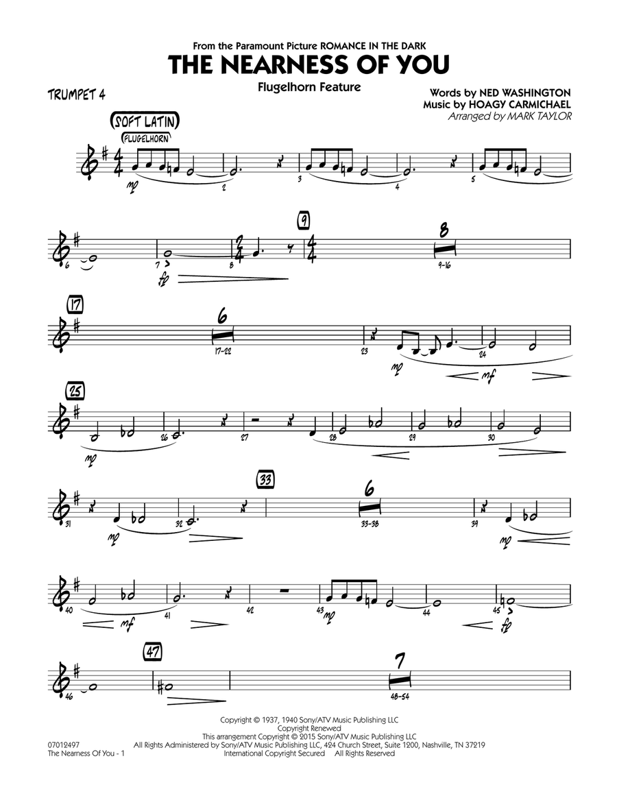 The Nearness of You (Flugelhorn Feature) - Trumpet 4 Jazz Ensemble scores gallery preview page 1