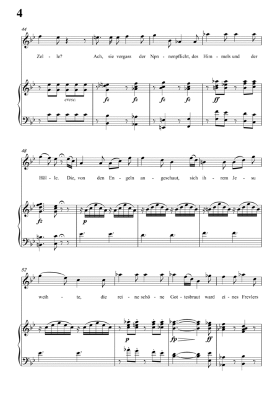 Schubert-Die Nonne in bB D.208,for Vocal and Piano Voice scores gallery preview page 5
