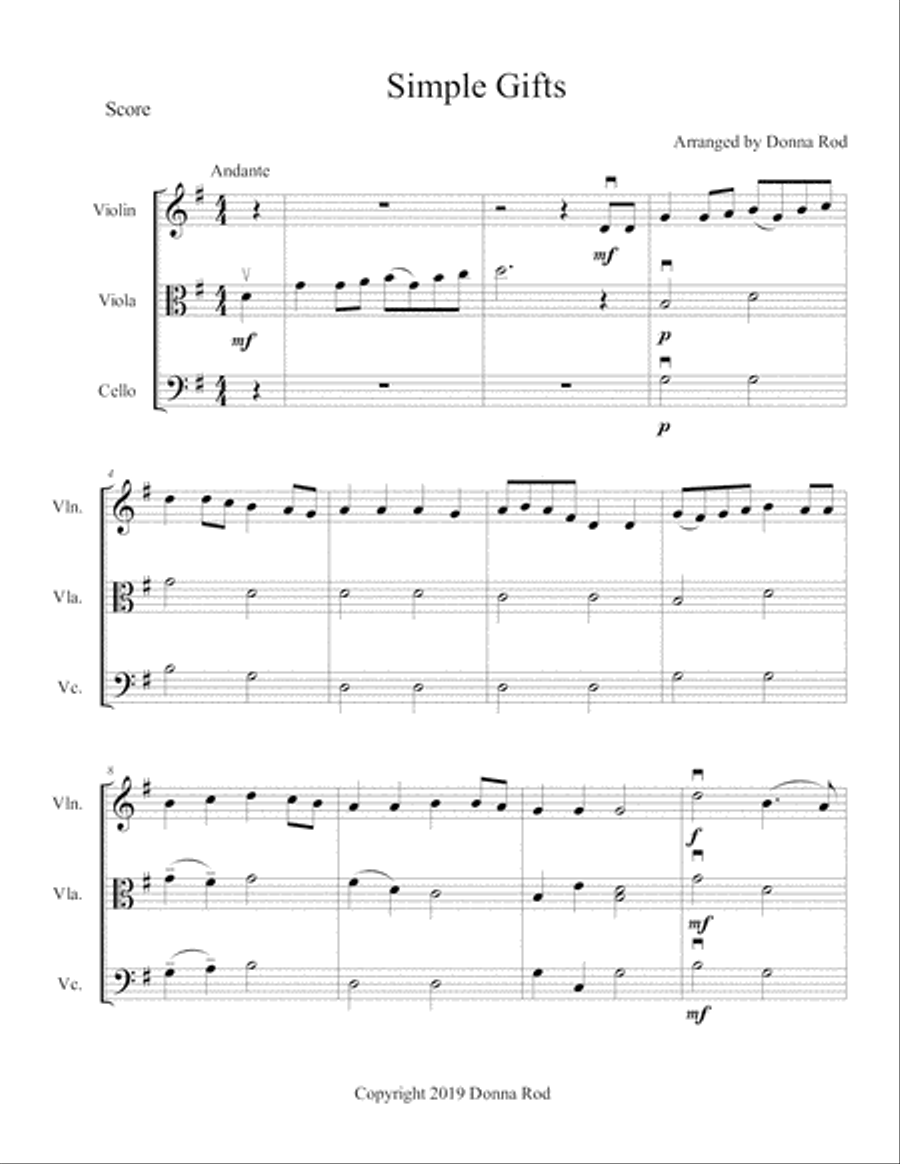 Simple Gifts Simple Gifts String Trio scores gallery preview page 2