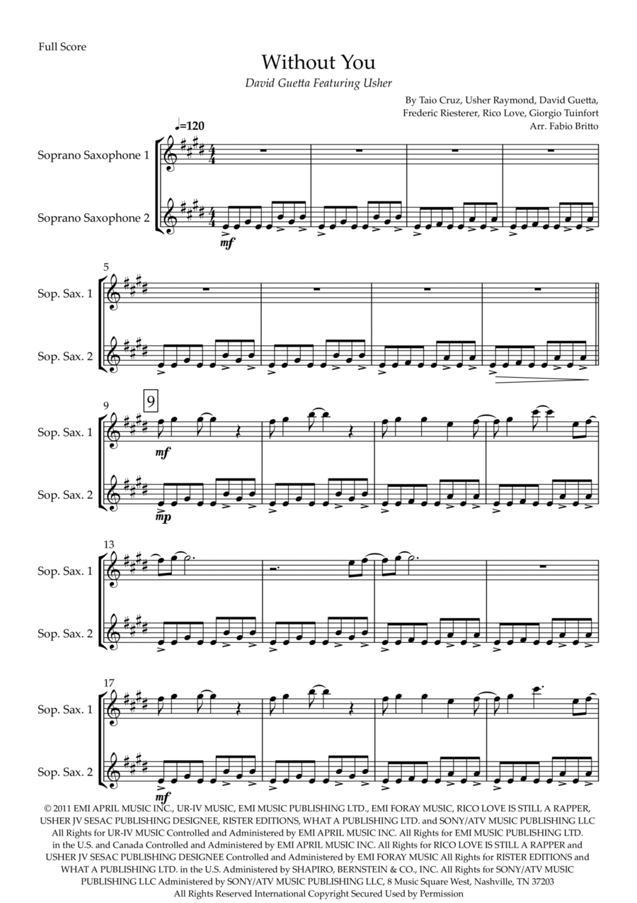 Without You Woodwind Duet scores gallery preview page 1