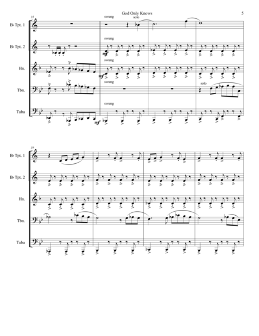 God Only Knows God Only Knows Brass Ensemble scores gallery preview page 5