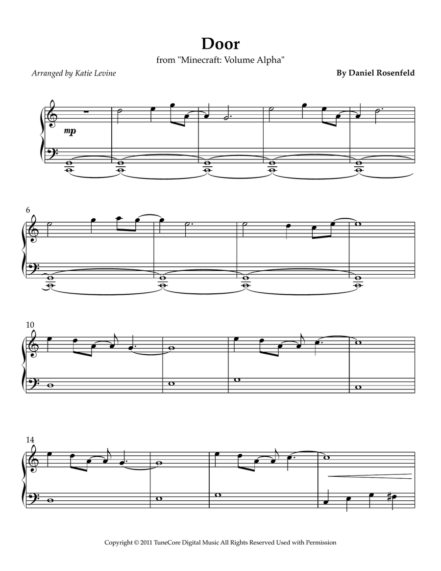 Door Easy Piano scores gallery preview page 1