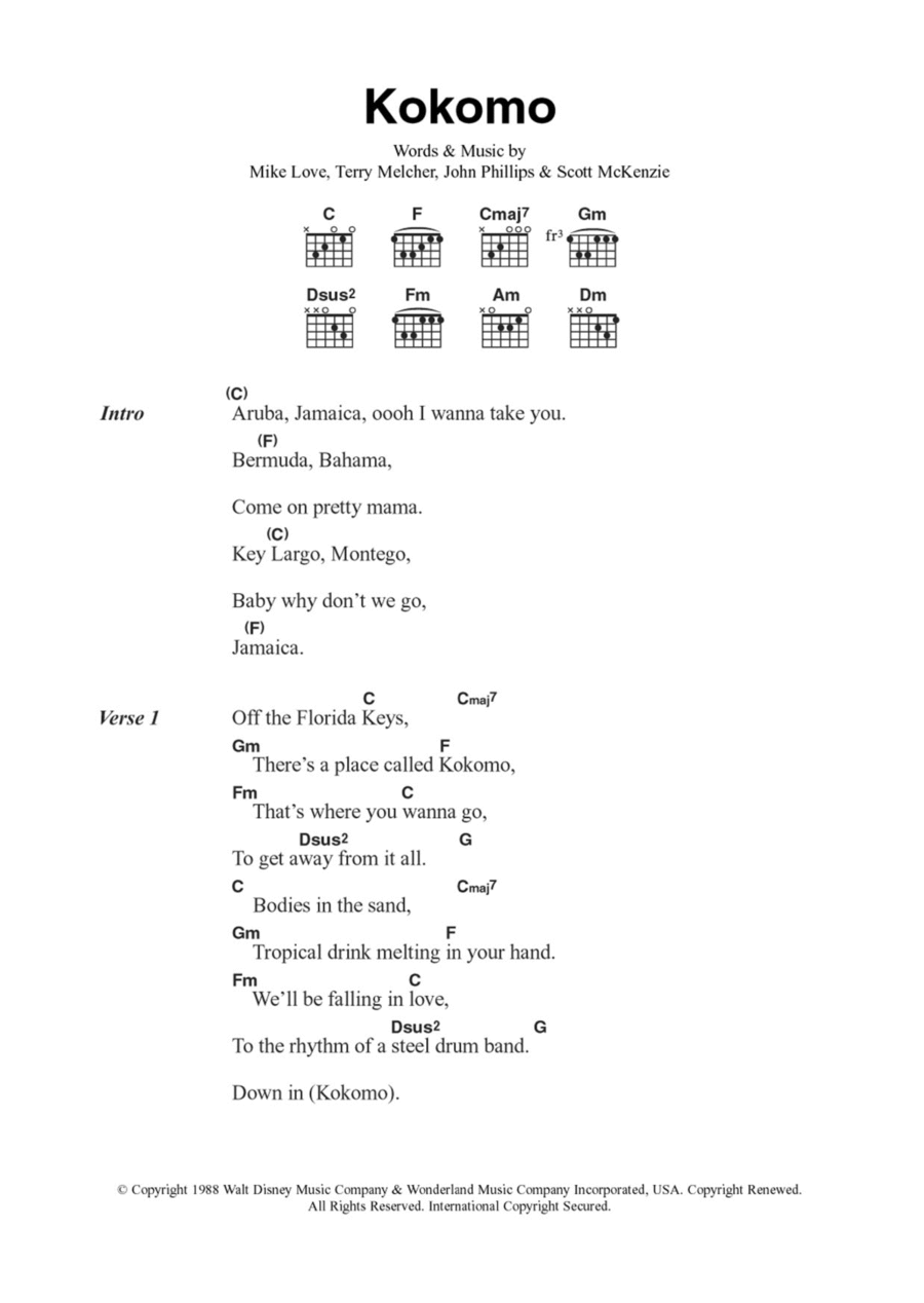 Kokomo Kokomo Acoustic Guitar scores gallery preview page 1