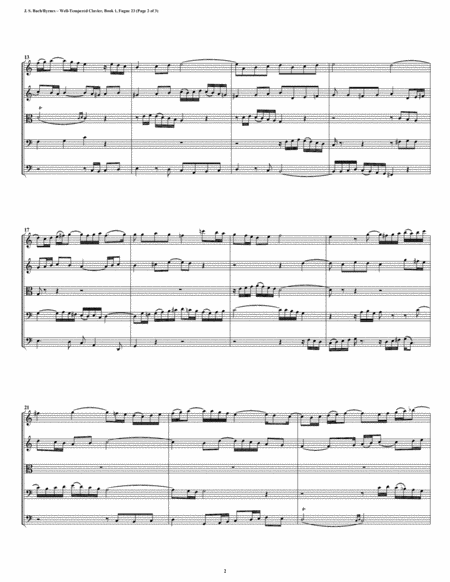 Fugue 23 from Well-Tempered Clavier, Book 1 (String Quintet) image number null