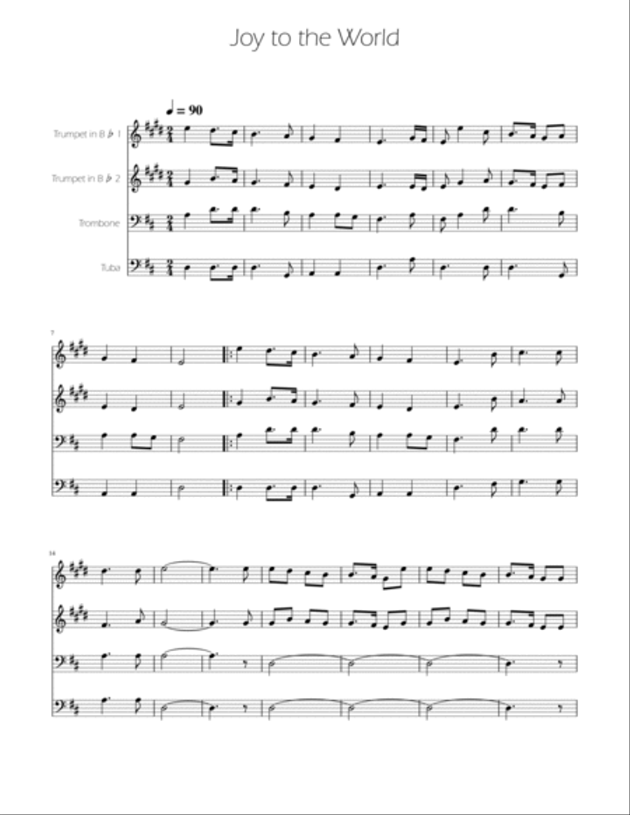 Joy To The World - Brass Quartet Brass Quartet scores gallery preview page 3