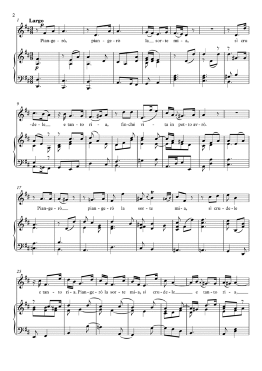 Piangerò la sorte mia - Giulio Cesare (D Major) Soprano Voice scores gallery preview page 3
