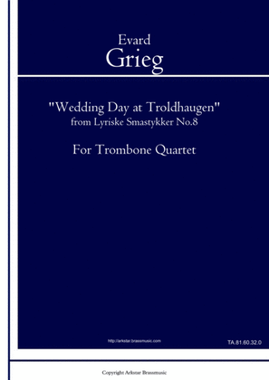 Book cover for "Wedding Day at Troldhaugen" from Lyriske Smastykker No.8 for Low Brass Quartet