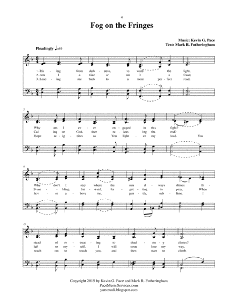 Fog on the Fringes - an original hymn 4-Part scores gallery preview page 2