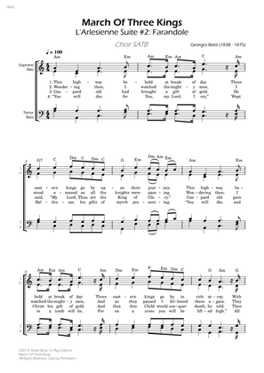 March Of Three Kings - Choir SATB - W/Chords