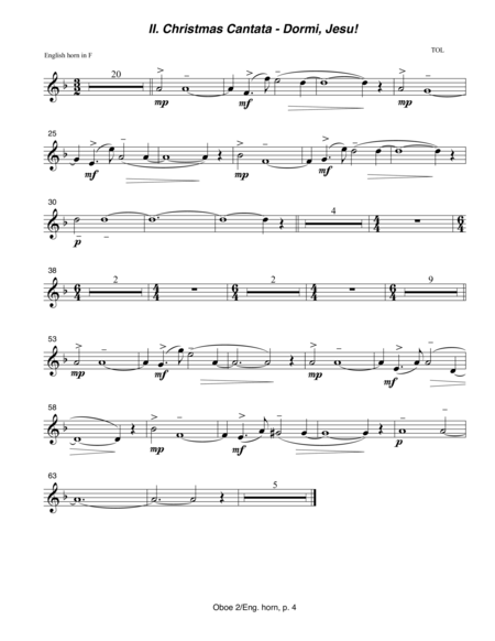 Christmas Cantata (2001, rev. 2014) II. "Dormi, Jesus!"  Oboe 2/English horn