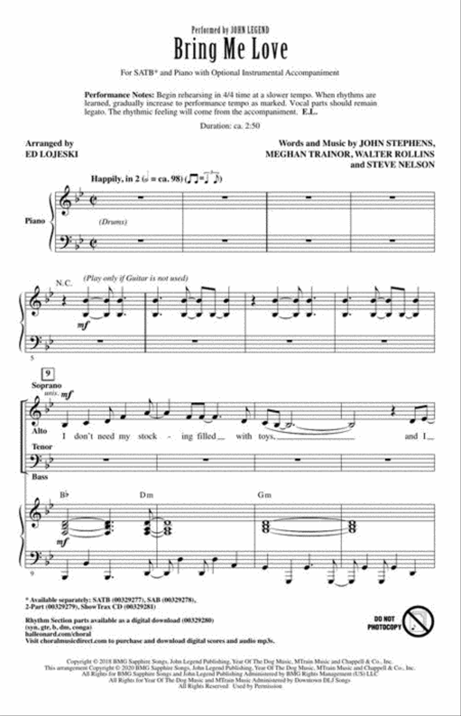 Bring Me Love 4-Part scores gallery preview page 3