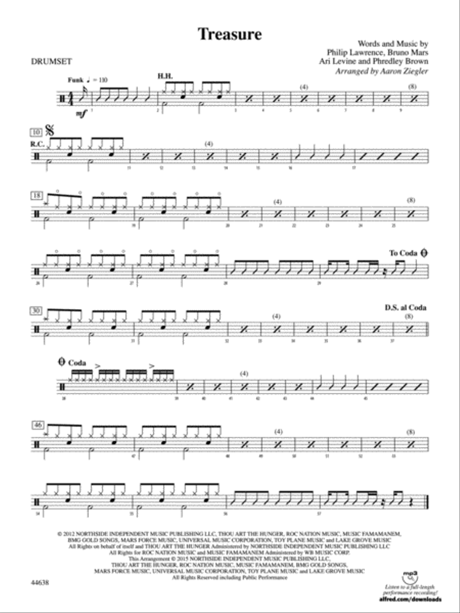 Treasure: Drums Drums scores gallery preview page 1