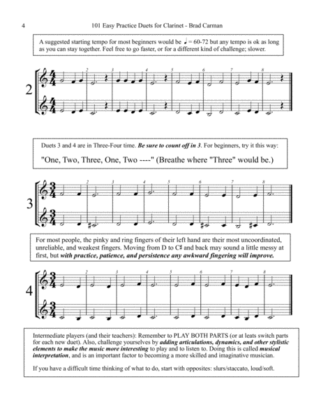 101 Easy Practice Duets for Clarinet (Below the Break)