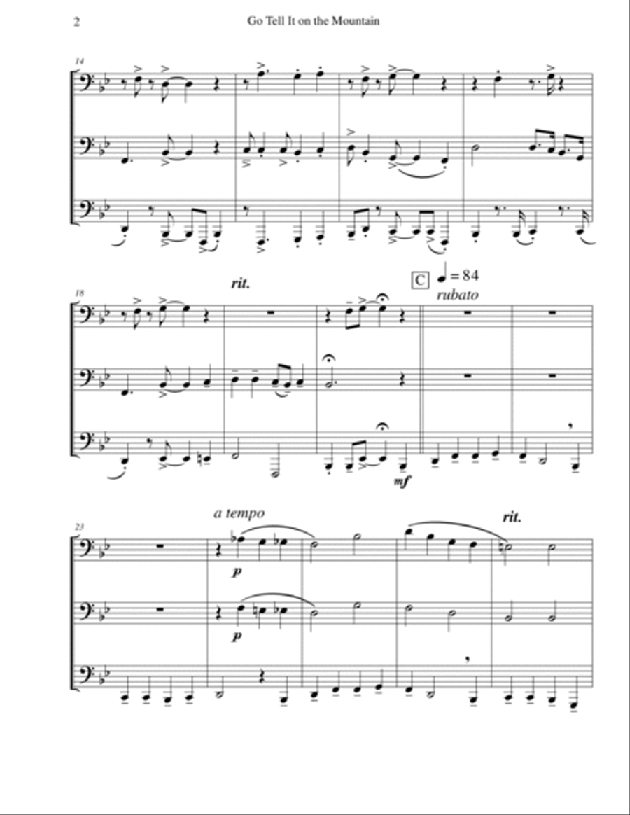 Go Tell It on the Mountain (Tuba Trio) Brass Trio scores gallery preview page 2