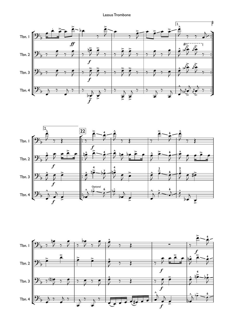 Lassus Trombone for Trombone Quartet Trombone Quartet scores gallery preview page 4