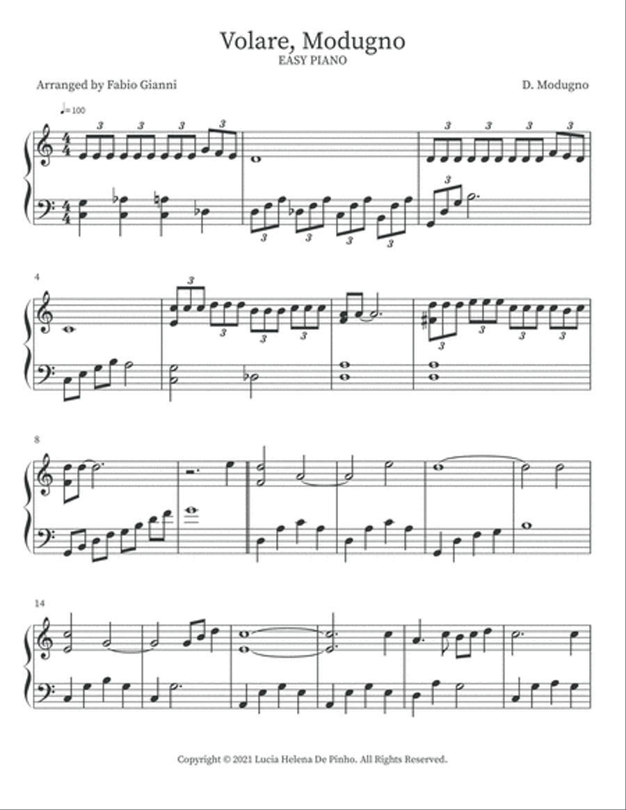 Volare Easy Piano scores gallery preview page 2