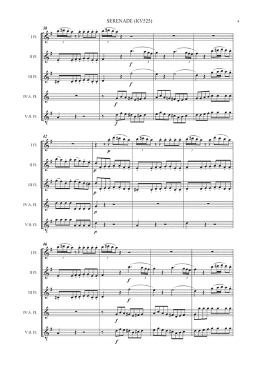 W.A. Mozart: Eine Kleine Nachtmusik K. 525 I Tempo (Flute choir) Flute Choir scores gallery preview page 6