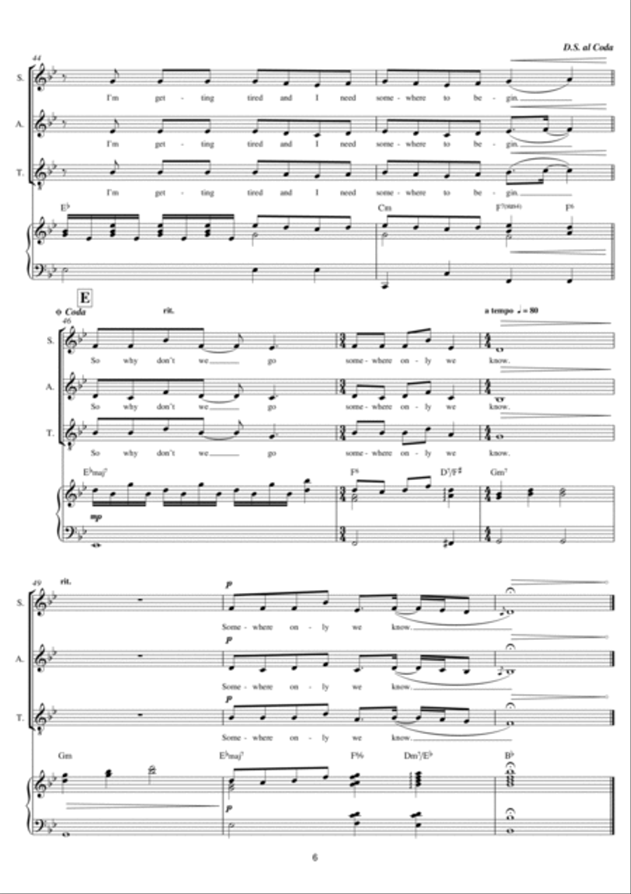 Somewhere Only We Know (arr. Mark De-Lisser) SAT scores gallery preview page 6