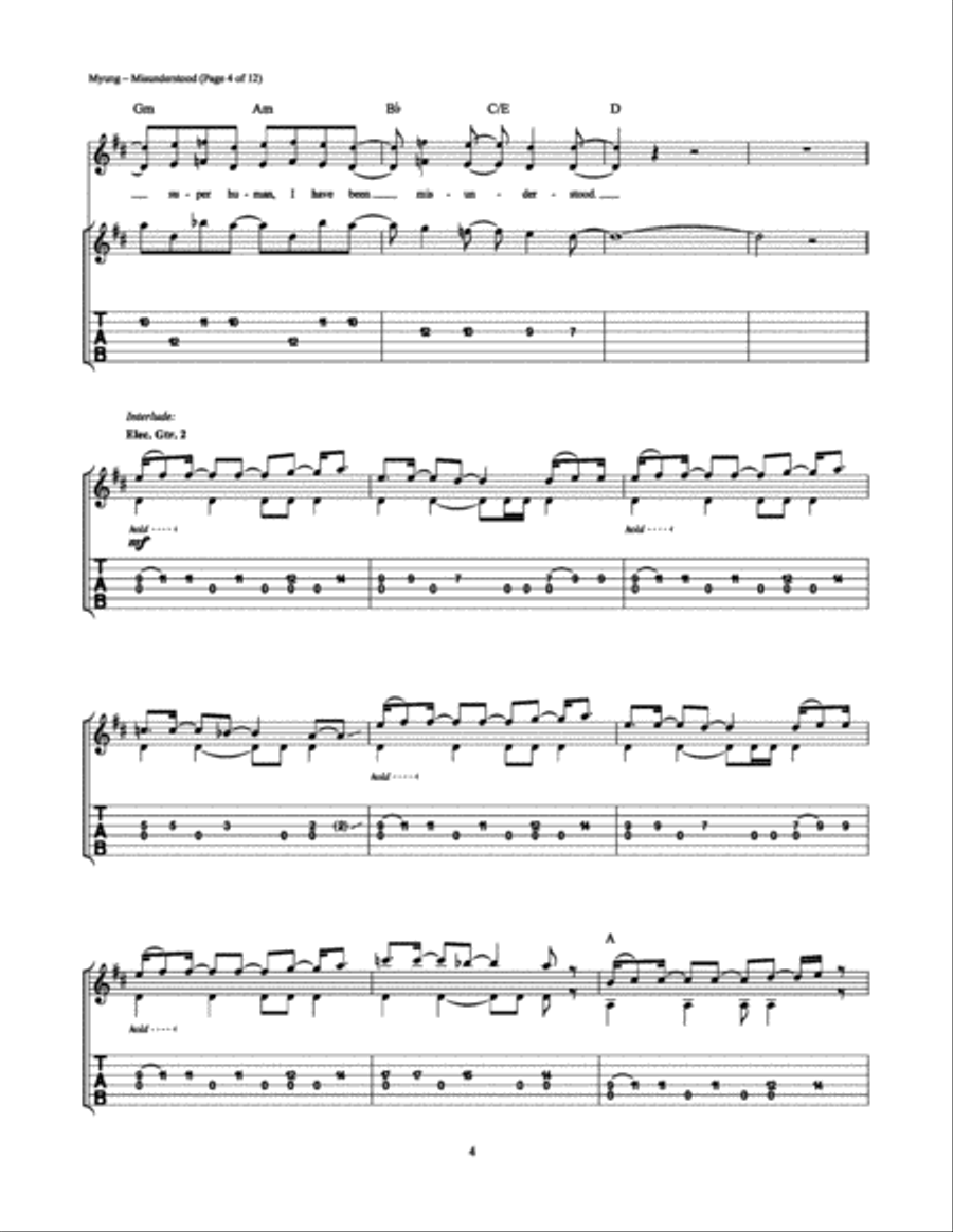 Misunderstood Misunderstood Electric Guitar scores gallery preview page 4