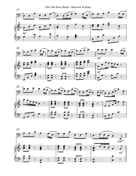 Give Me Your Hand, Duet for Bassoon & Harp Bassoon - Digital Sheet Music