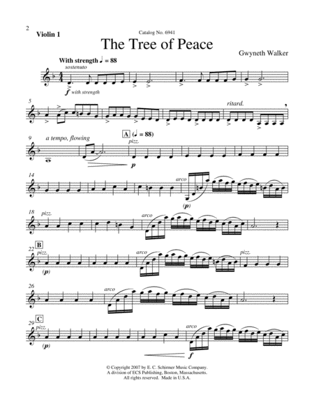 The Tree of Peace (Additional Downloadable Violin I Part)