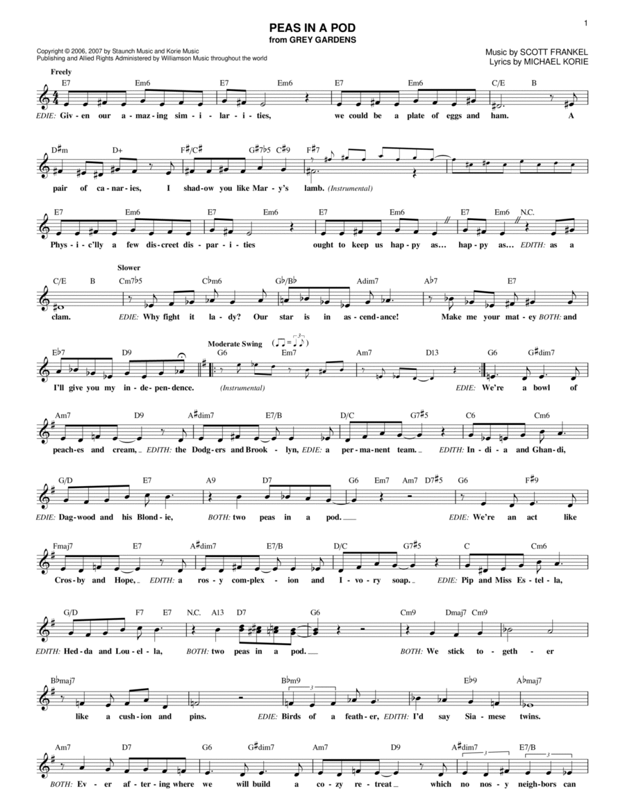 Peas In A Pod Peas In A Pod Piano scores gallery preview page 1