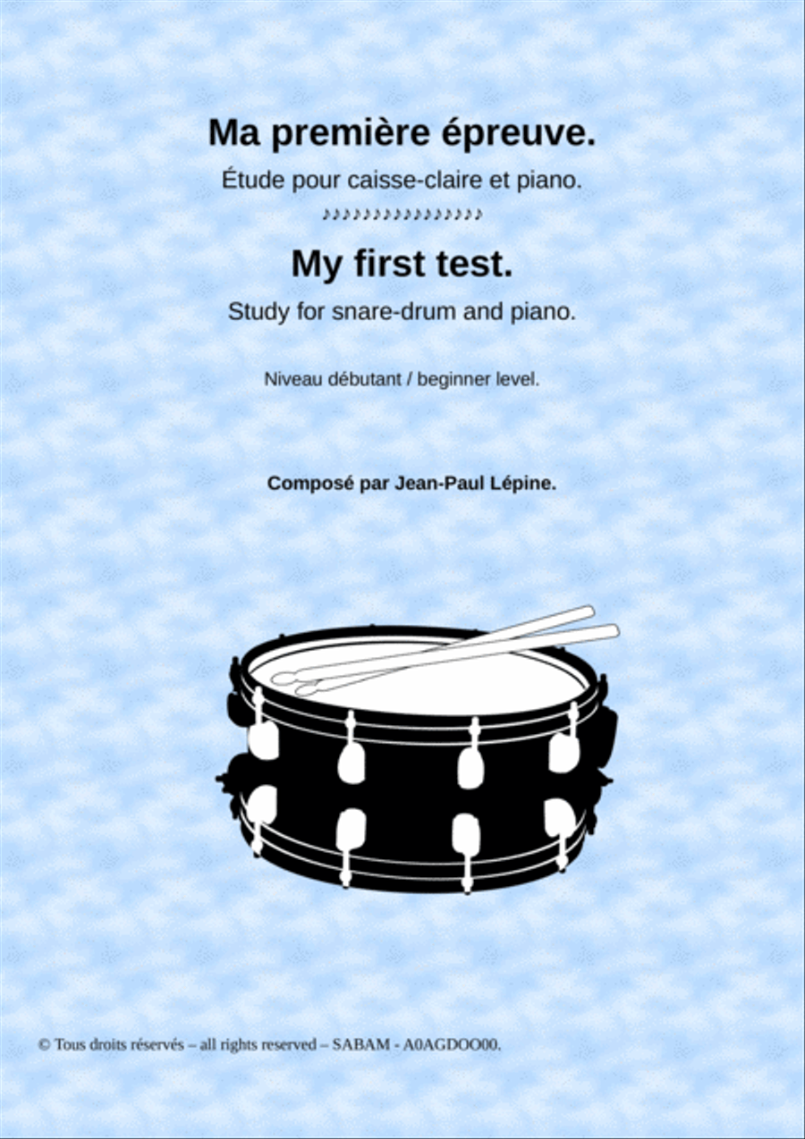 Ma première épreuve - My first test Easy Piano scores gallery preview page 1
