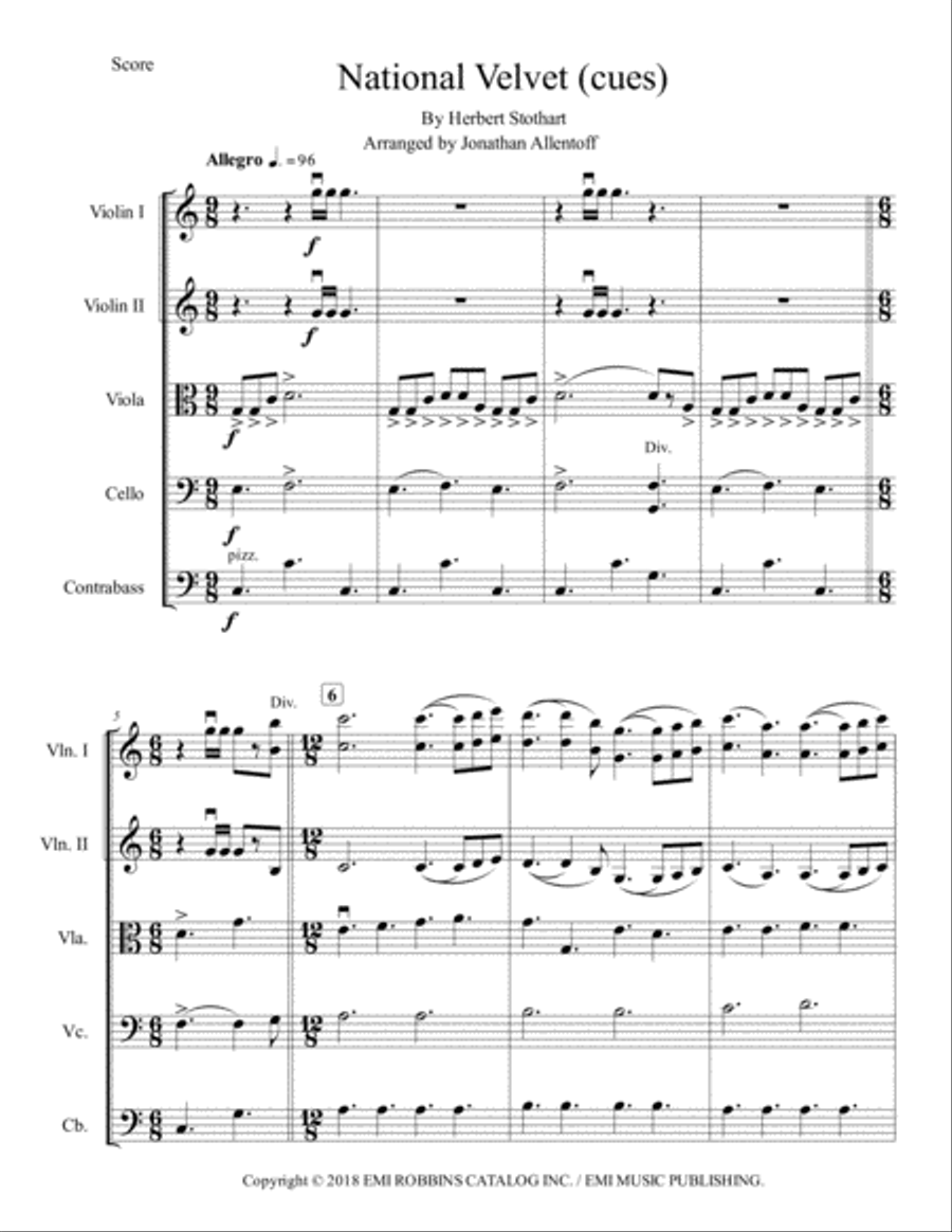 National Velvet (cues) String Orchestra scores gallery preview page 2