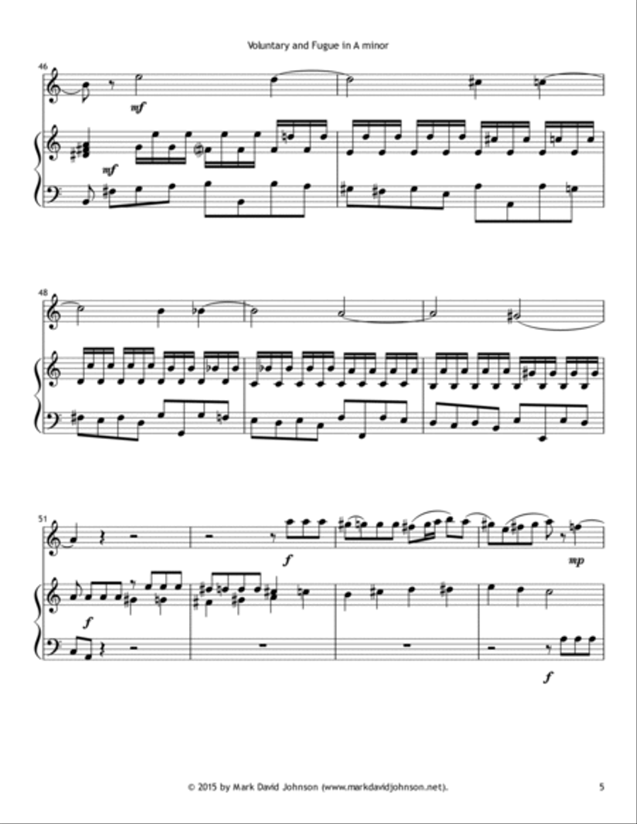 Voluntary and Fugue in A minor Clarinet Solo scores gallery preview page 5