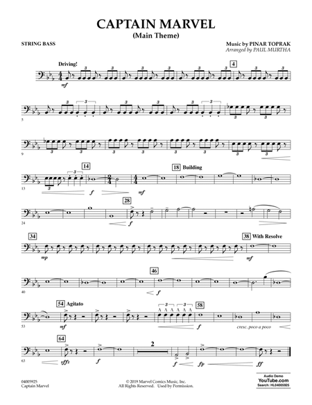 Captain Marvel (Main Theme) (arr. Paul Murtha) - String Bass