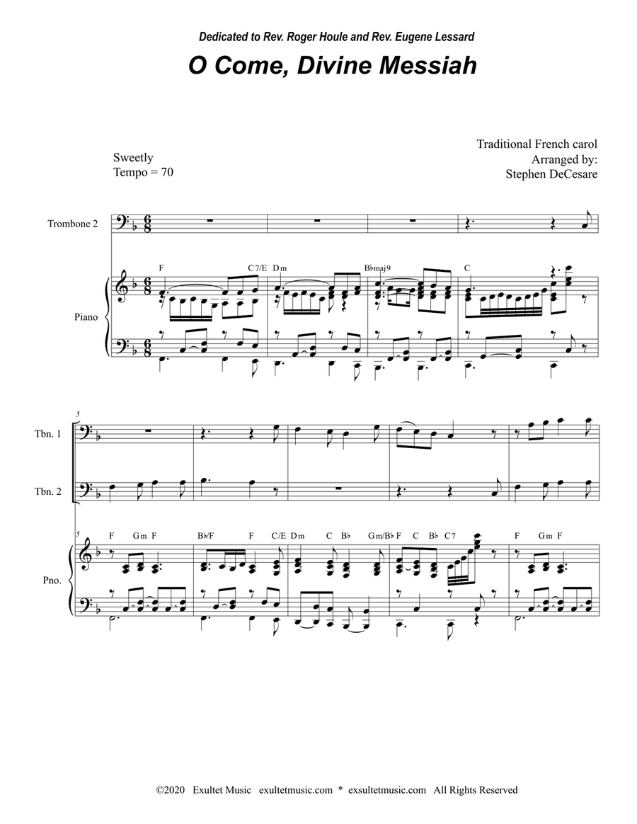 O Come, Divine Messiah (Trombone Duet) Trombone Duet scores gallery preview page 1