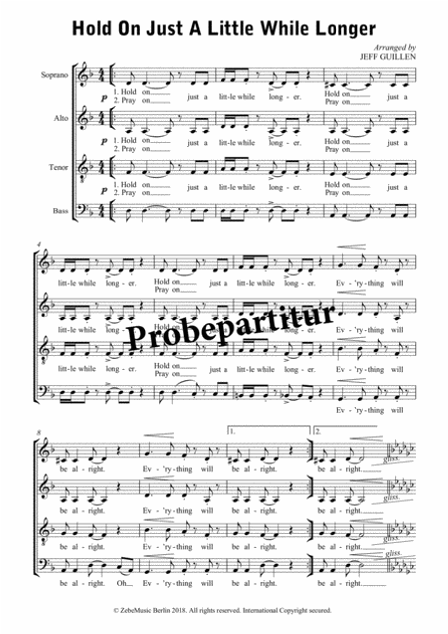 Hold On Just a Little While Longer 4-Part scores gallery preview page 2