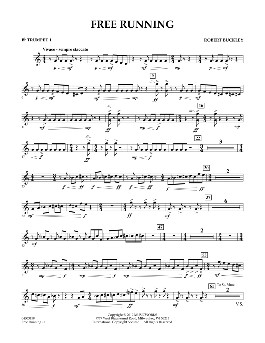 Free Running - Bb Trumpet 1 Concert Band scores gallery preview page 1