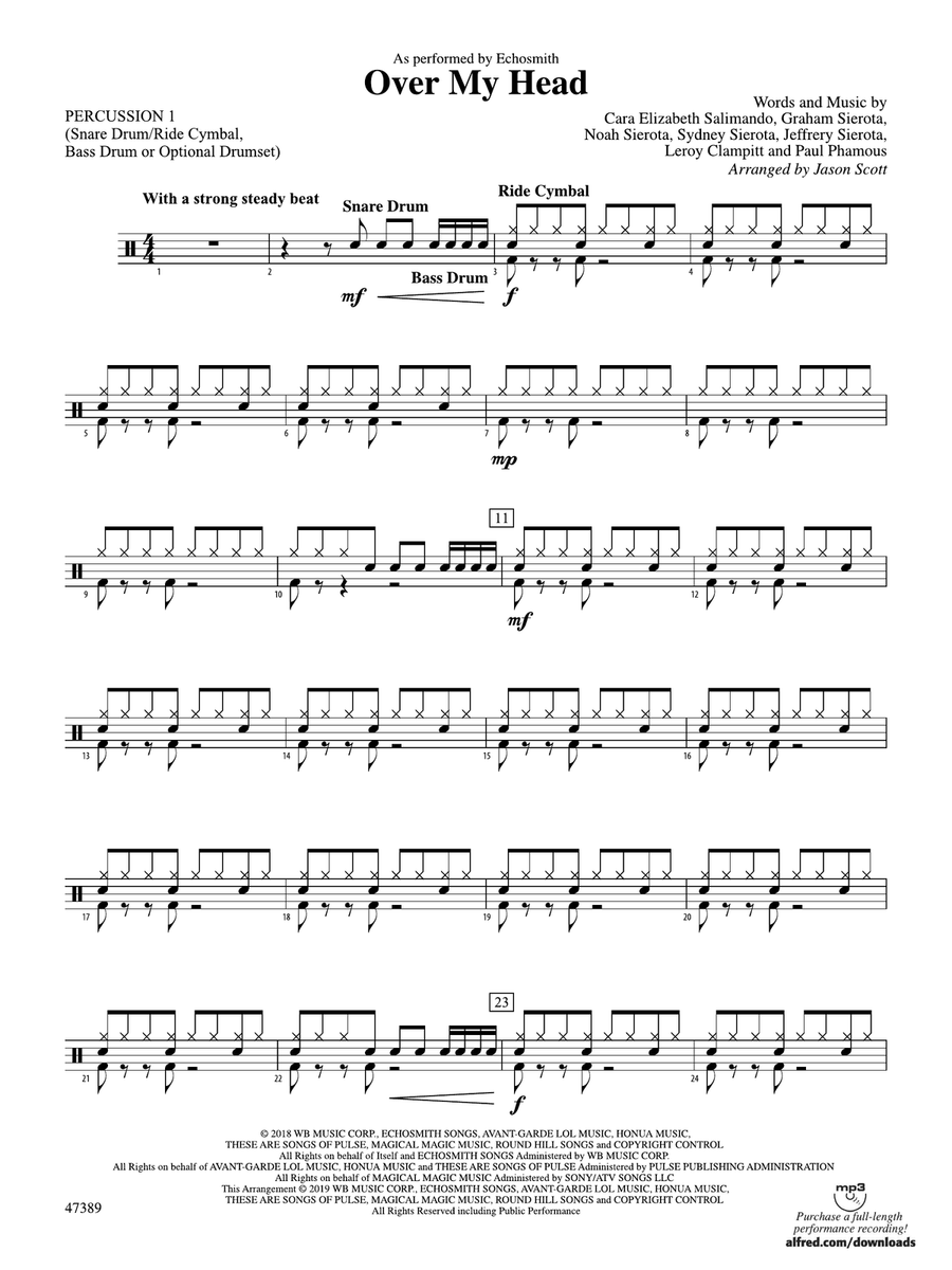 Over My Head: 1st Percussion