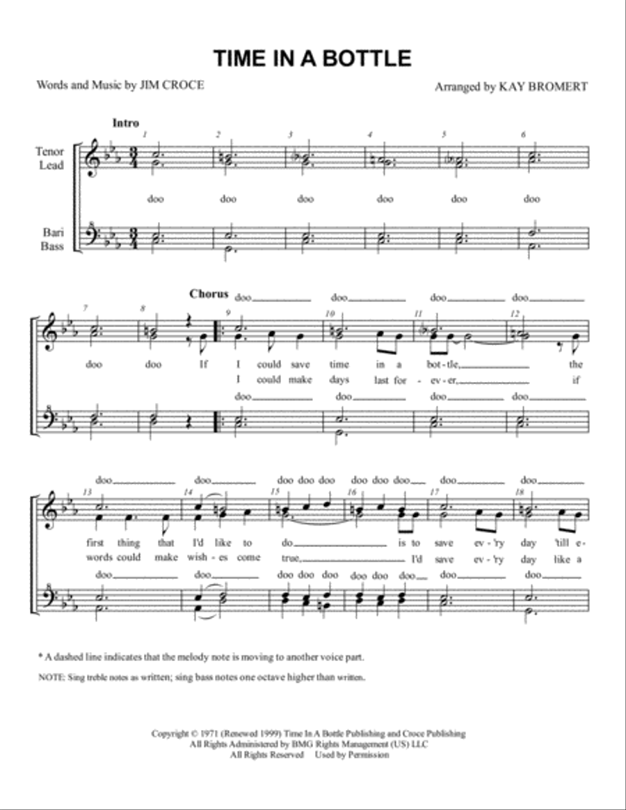 Time In A Bottle SSAA scores gallery preview page 1